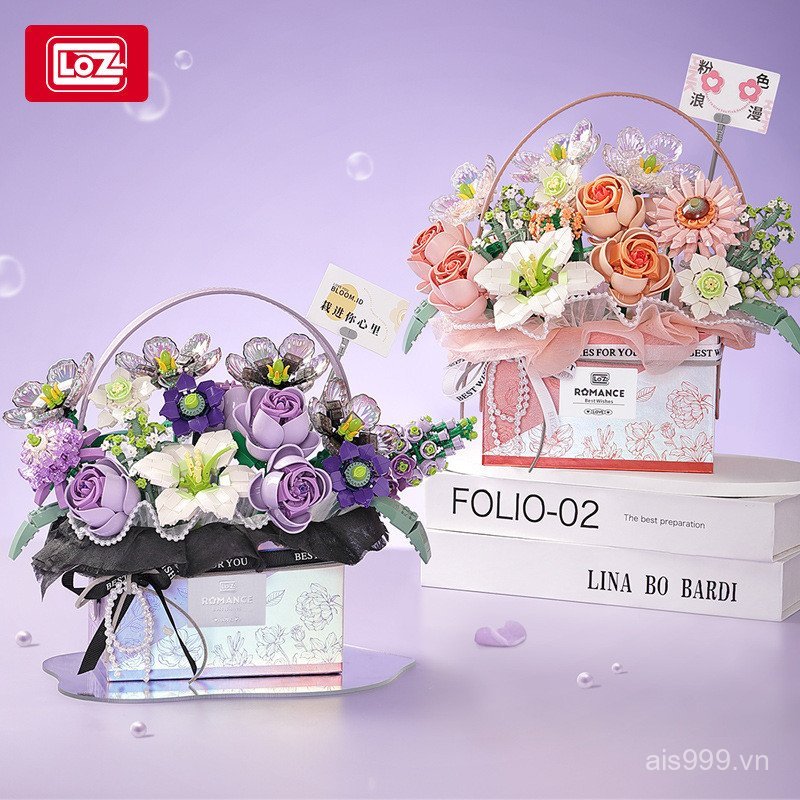 XQHR [Cash commodity and quick delivery]LOZ1951Bouquet gift box with assembled building block flower