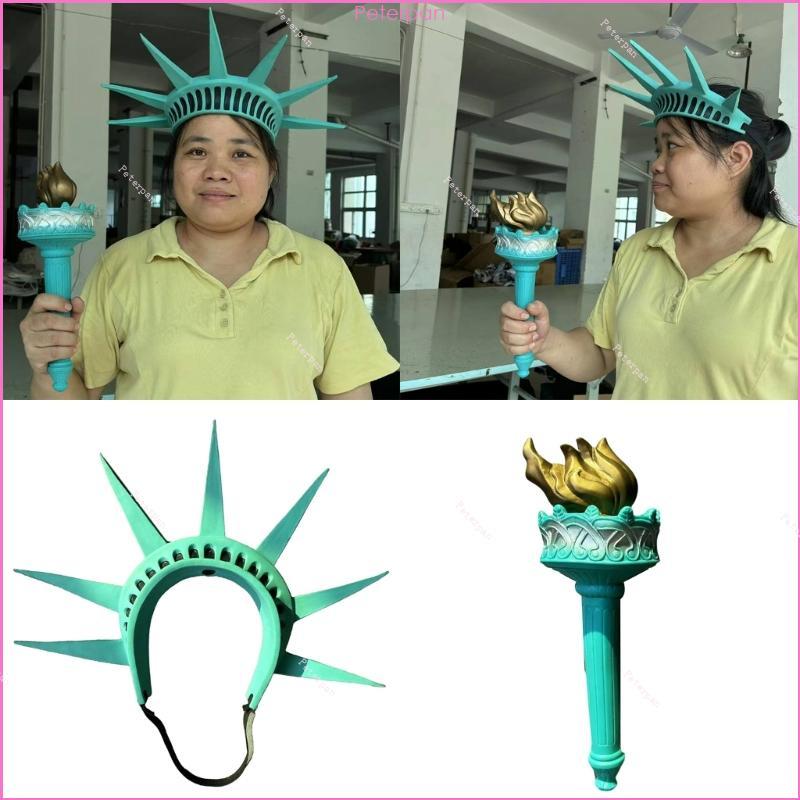 Statue of Liberty Crown Torch Props Costume Accessories Women Halloween Costume