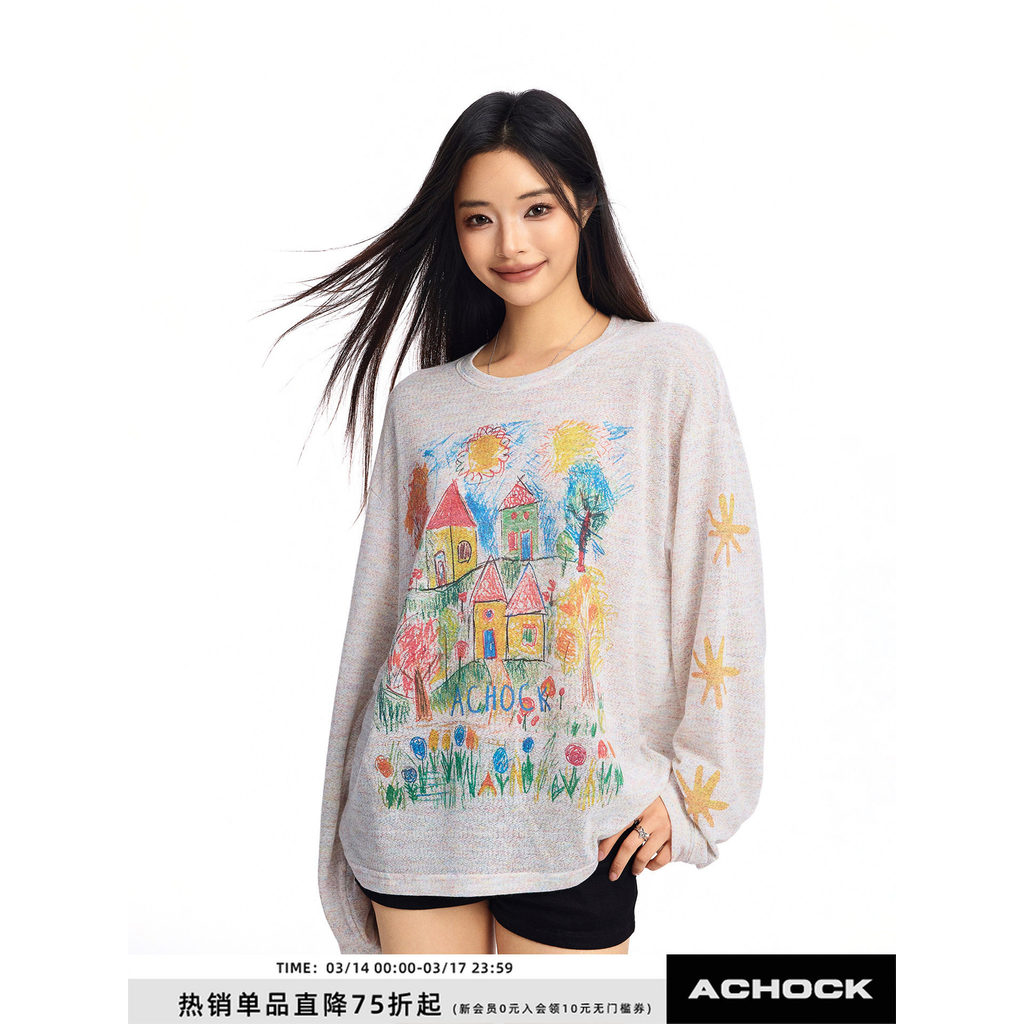 Áo sơ mi graffiti vẽ tay Achock - Mỏng thoáng khí, phù hợp dạo phố