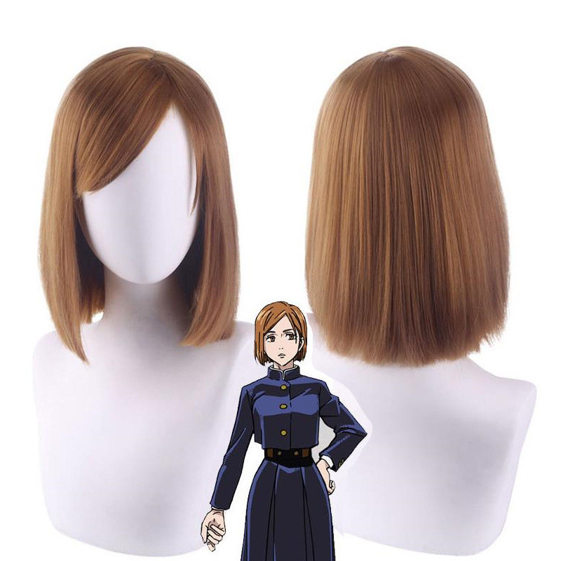 Tóc giả bob ngắn màu nâu cho cosplay Kugisa Nozomi Jujutsu Kaisen, sang trọng và phù hợp