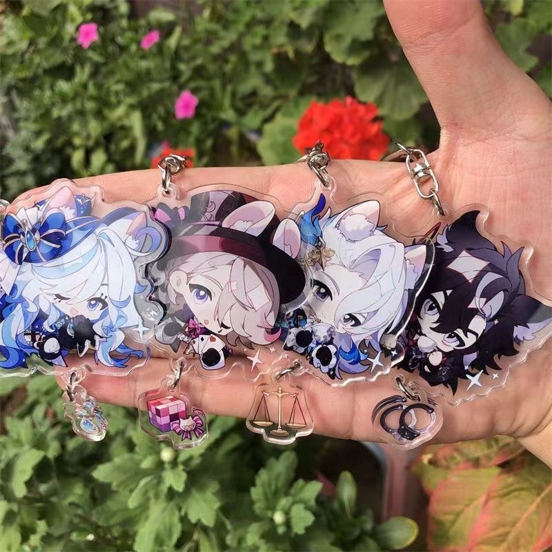 Game Genshin Impact Furina Lyney Neuvillette Wriothesley Cosplay Keychain Bag Pendant Collection Key