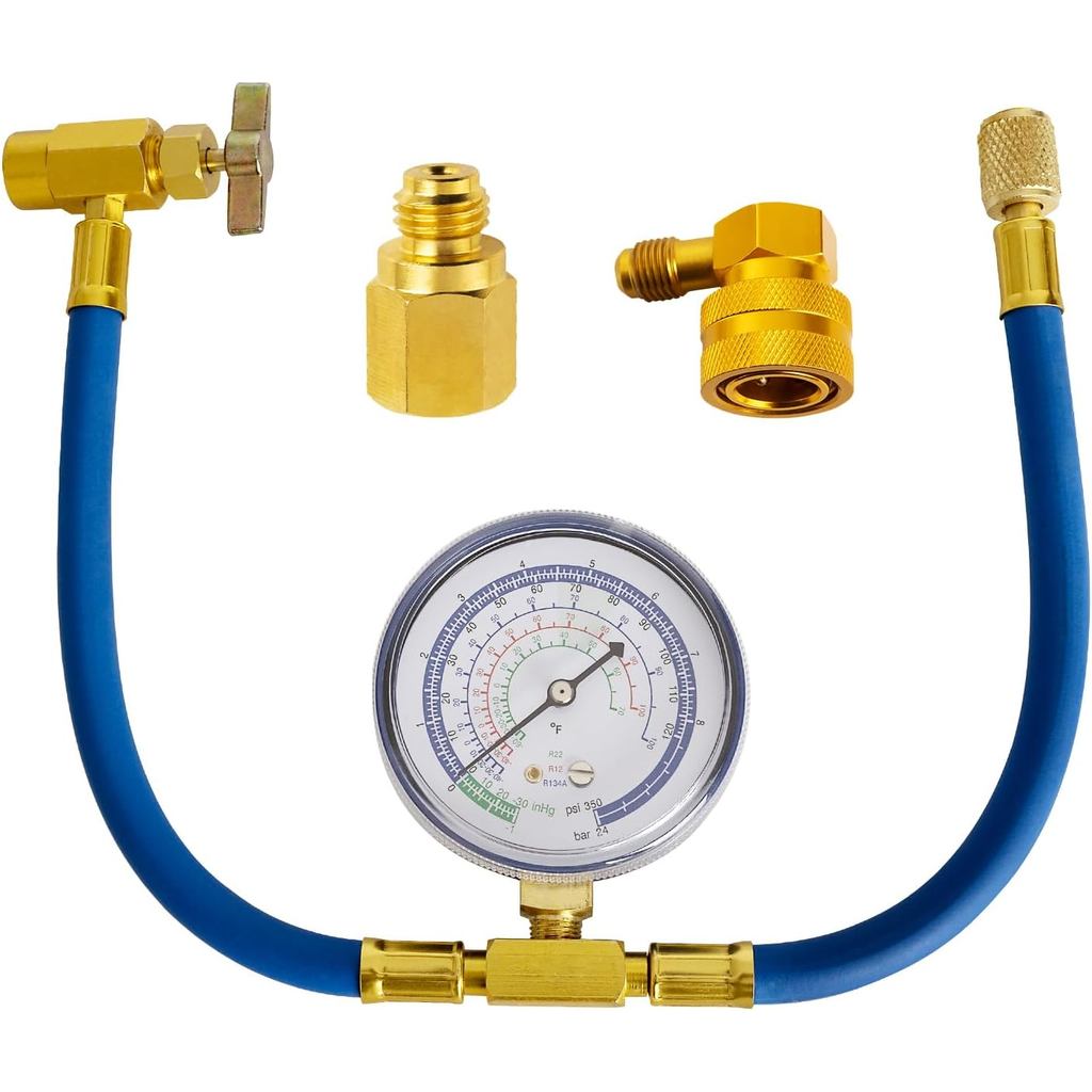 Bộ sạc lạnh Belleone R134a, Bộ ống sạc AC có đồng hồ đo, R134a Freon có thể nhấn vào ống sạc với khớ
