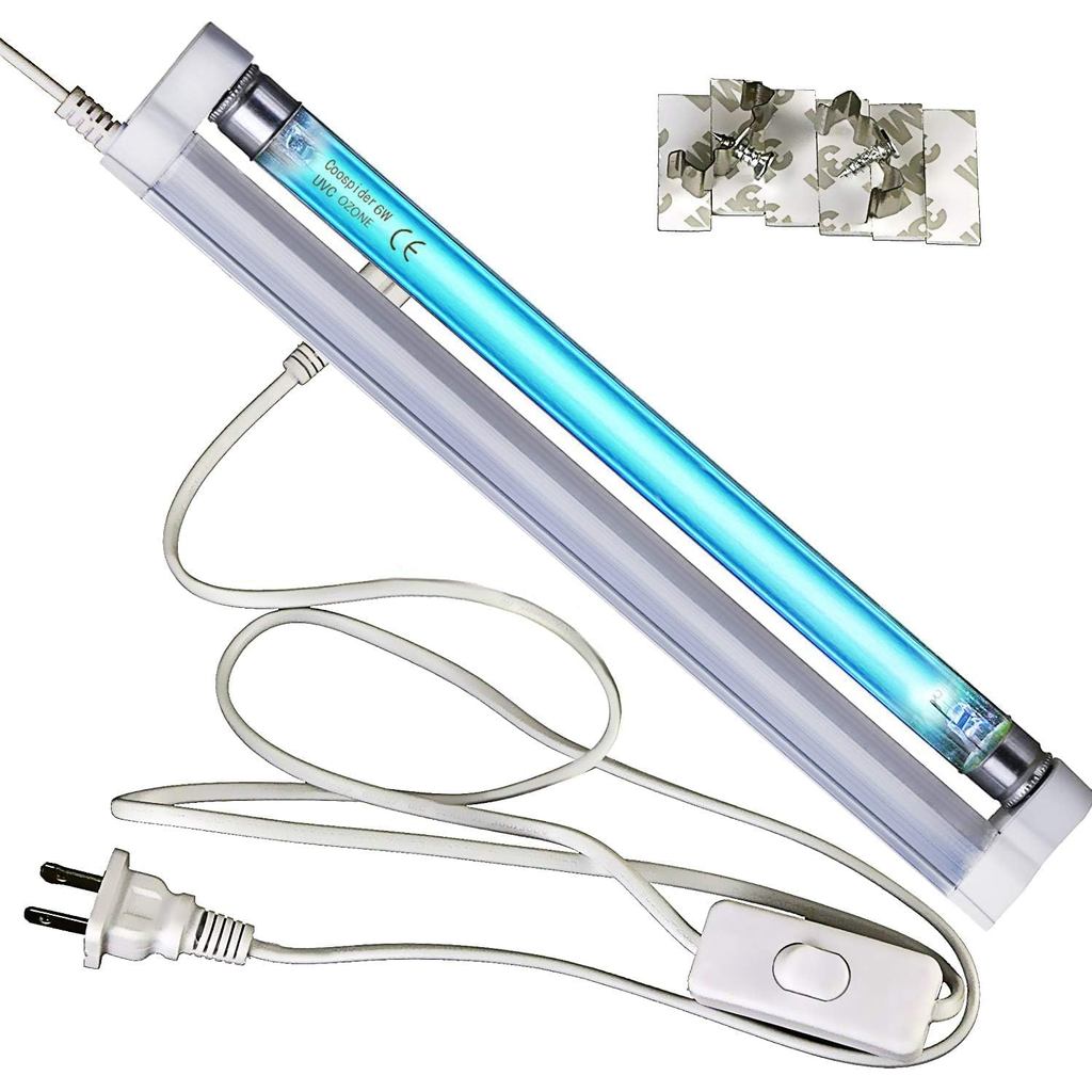 Đèn COOSPIDER 6W U / V / C, Đèn khử trùng 253,7nm với dây công tắc bật / tắt 5ft, Bóng đèn Ozone 110
