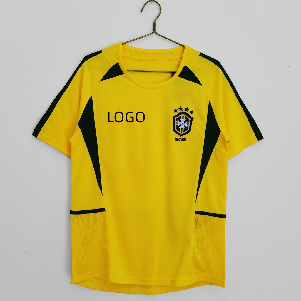 2002 Brazil Home Retro Edition Áo bóng đá nam tay ngắn