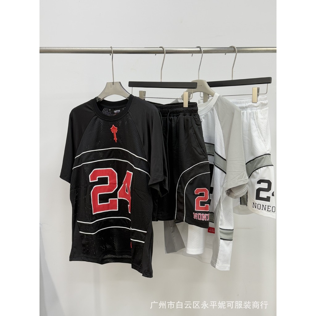 QQQ0 TRAPSTAR Jersey suit Summer short-sleeved jersey and shorts loose sports suit rap