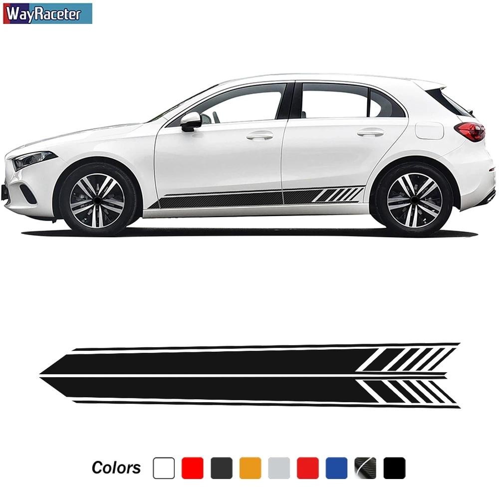 2 Chiếc Cửa Bên Sọc Váy Miếng Dán Phiên Bản AMG Dòng Decal Cho Xe Mercedes Benz A Class W177 Hatchba