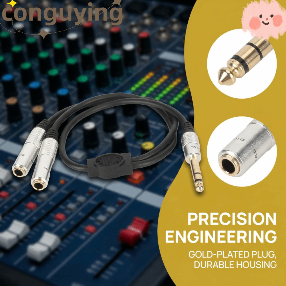 Cáp Y chia âm thanh nổi 1 / 4 Inch CONGUYING, phích cắm và chạy hợp kim nhôm 6,35mm Nam sang Dual 6,