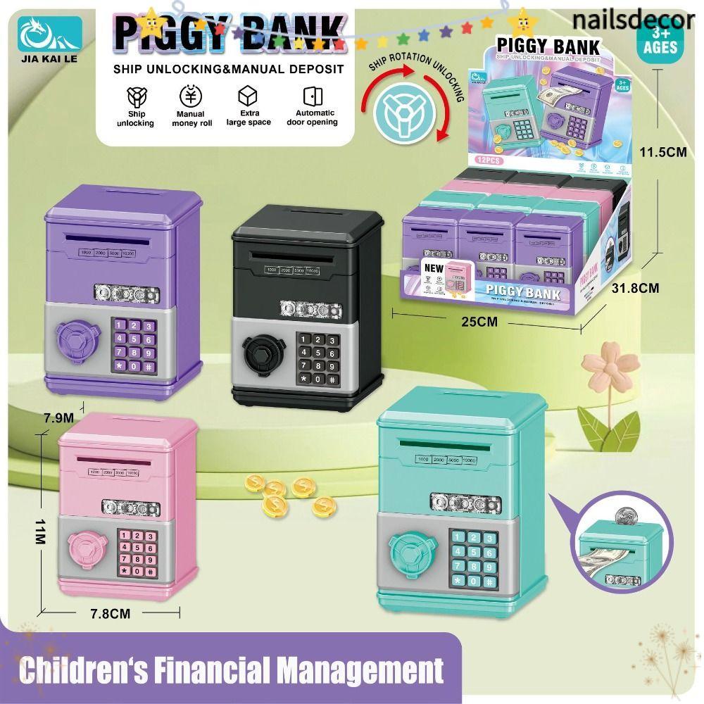 NAILSDECOR Đồ chơi trẻ em Heo đất, Mật khẩu ATM Hộp tiền tiết kiệm tiền, Đồ chơi tiết kiệm tài chính