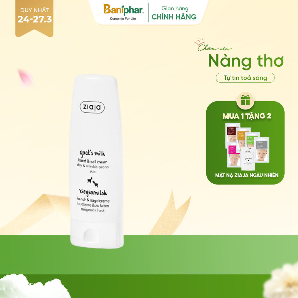 Kem dưỡng ẩm tay và móng sữa dê Ziaja Goat's Milk Hand & Nail Cream 80ml