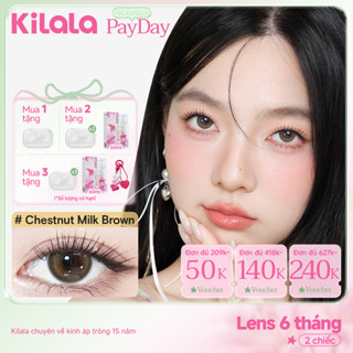 Kính áp tròng Kilala màu nâu Chestnut Milk Brown/Whiskey Brown lens cận 6 tháng DIA 14.2mm có độ (0-8) 1 cặp