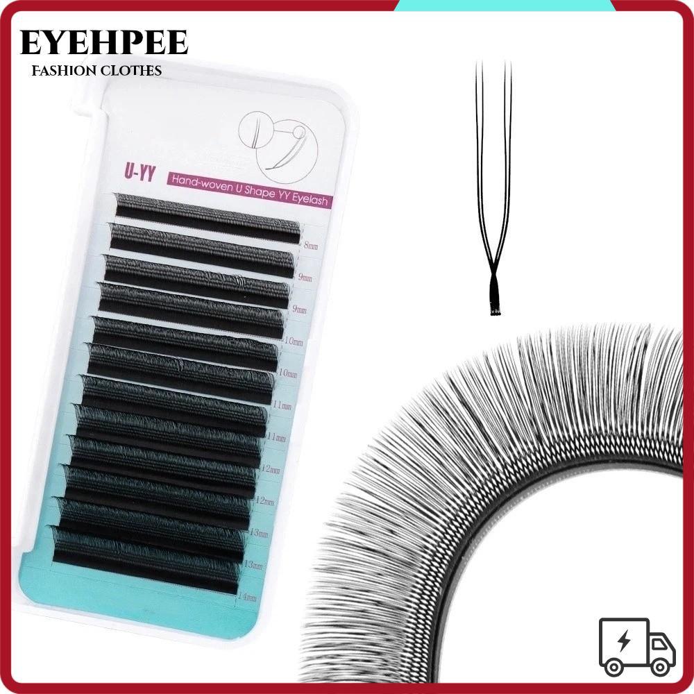 EYEHPEE Lông mi giả, Hiệu ứng uốn cong tự nhiên 2D Hình chữ U YY Mi, Mở rộng lông mi nóng Black C Cu