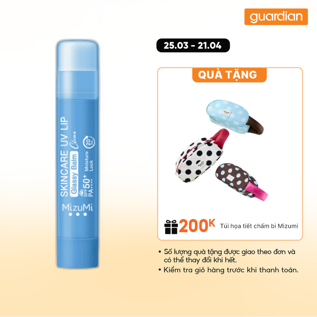Son Dưỡng Môi Chống Nắng MizuMi Skincare UV Lip Glassy Balm SPF 50+ PA++++ 3.5g