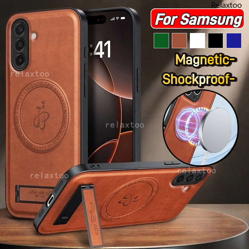 Ốp Lưng Cho Samsung Galaxy A17 A07 A27 A37 A57 A 57 A 17 SamsungA57 5G Da PU Mờ Từ Tính Giá Đỡ Sạc K