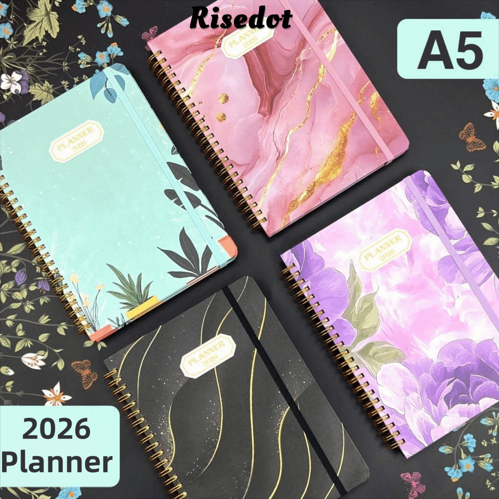 RISEDOT 2026 Planner, Lịch chương trình nghị sự hàng tuần và hàng tháng 2026, A5 Tab hàng tháng Jan.