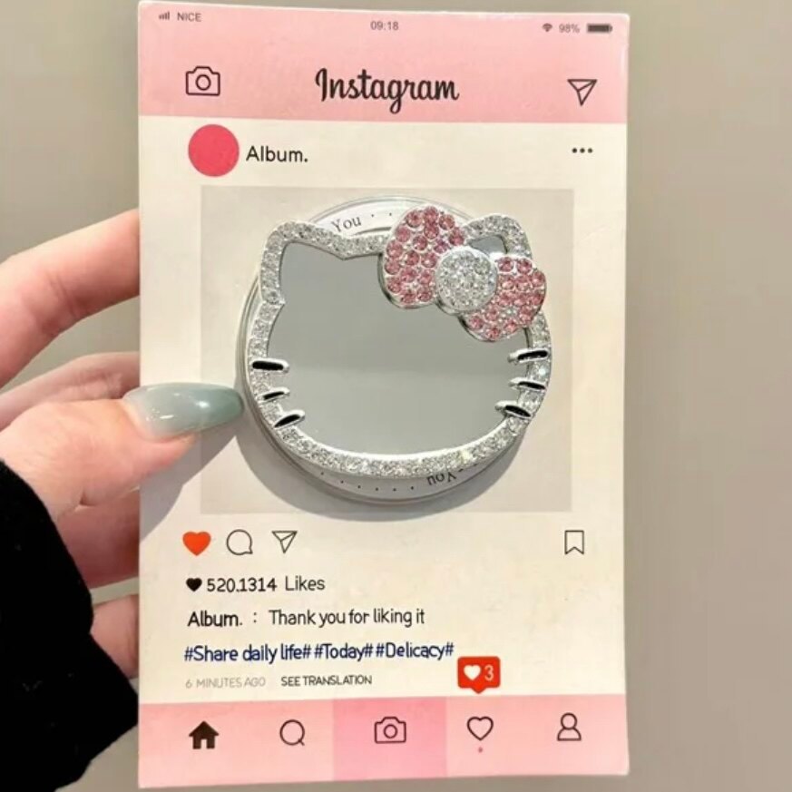 Point Diamond Bow kitty Mirror Giá đỡ từ tính Thích hợp cho điện thoại di động MagSafe Hấp phụ mạnh 