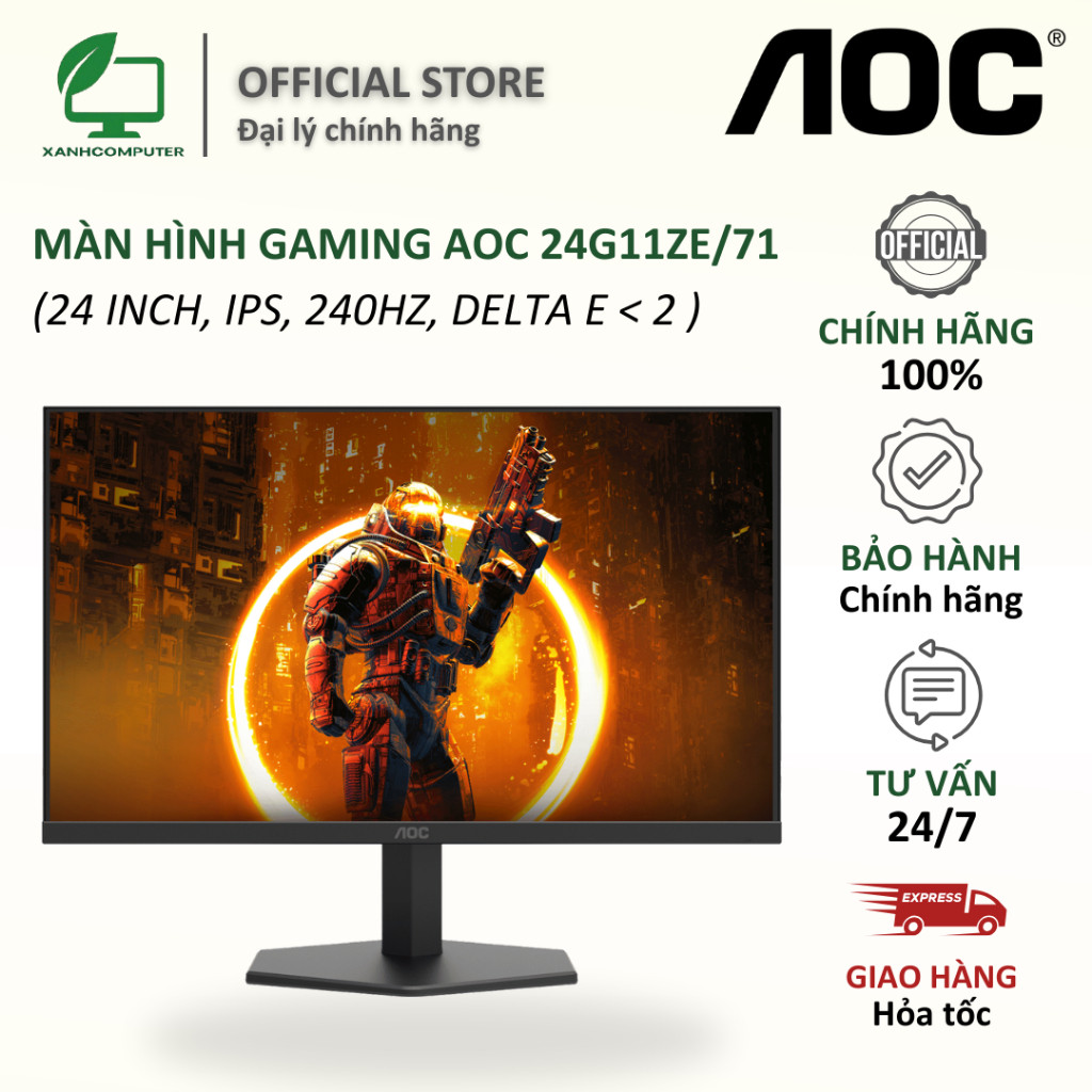 Màn hình Gaming AOC 24G11ZE/71  (24 inch, IPS, 240Hz, Delta E < 2 ) - Hàng chính hãng