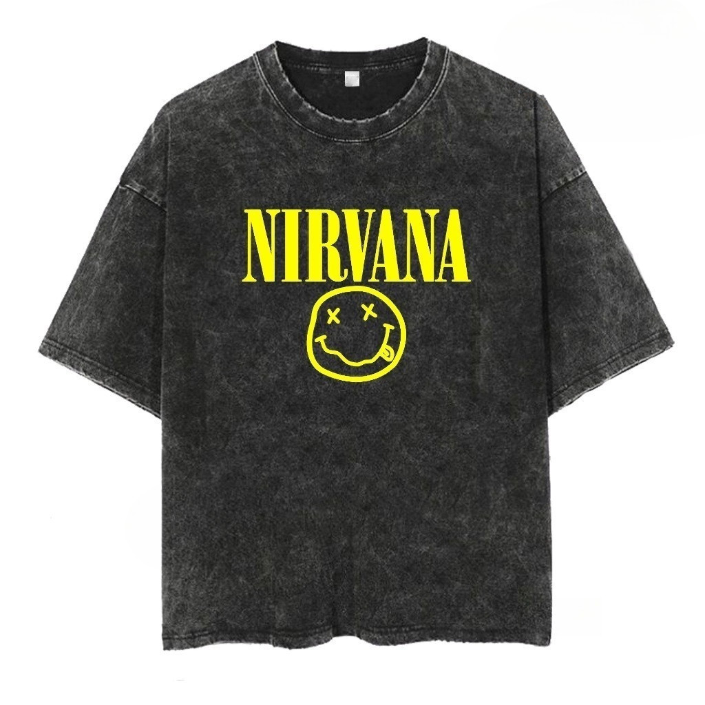COD (Giao hàng trong 24 giờ)MIEMIE. Nirvana Band Premium Washing Oversized T-Shirt