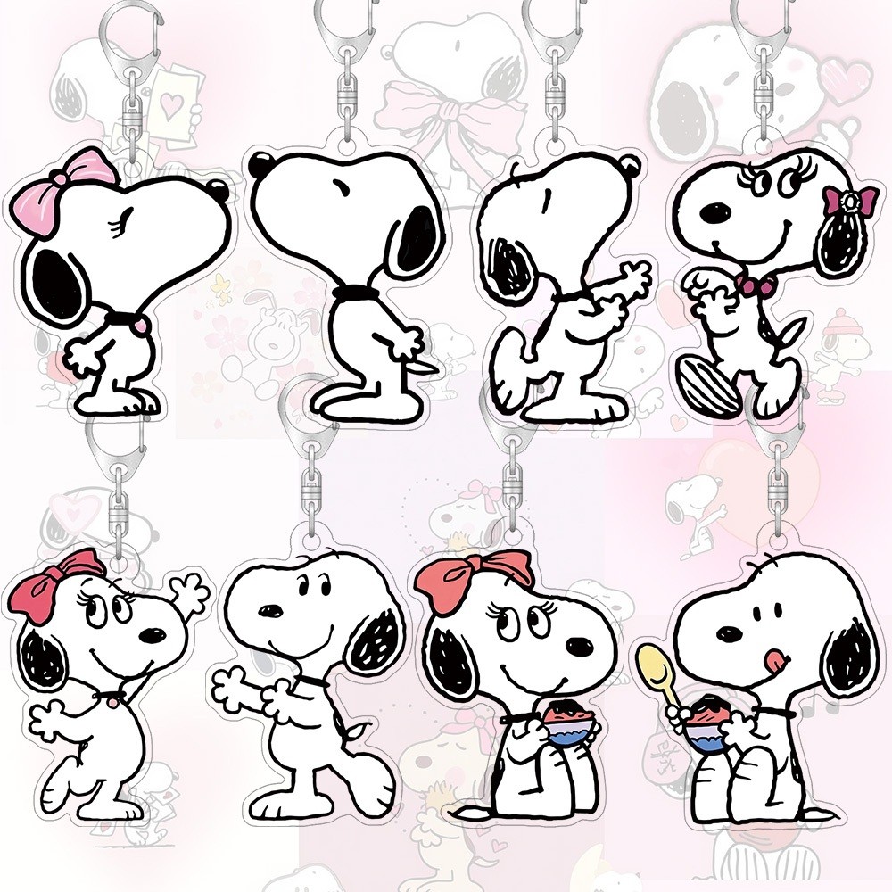 Acrylic Keychain Couple snoopy Cartoon Cute Bags Decorative Schoolbag Small Pendant Gift Key Ring