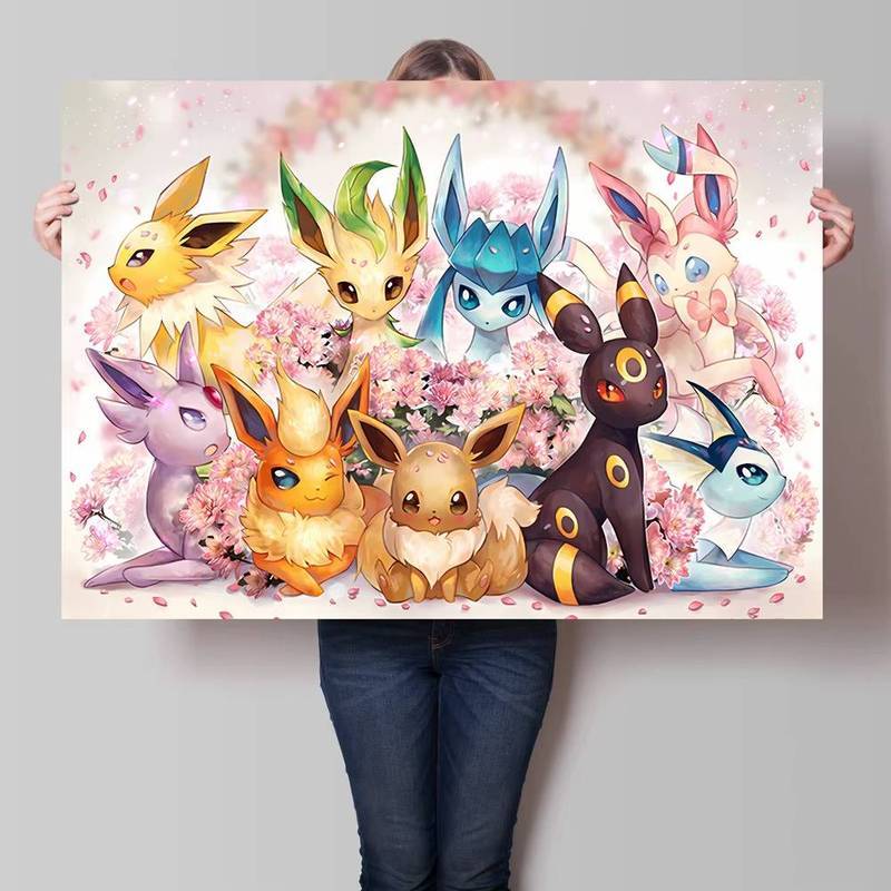 Pokemon Eevee Evolution Poster Không Khung Tranh Canvas Cho Trang Trí Tường Phòng Gia Đình