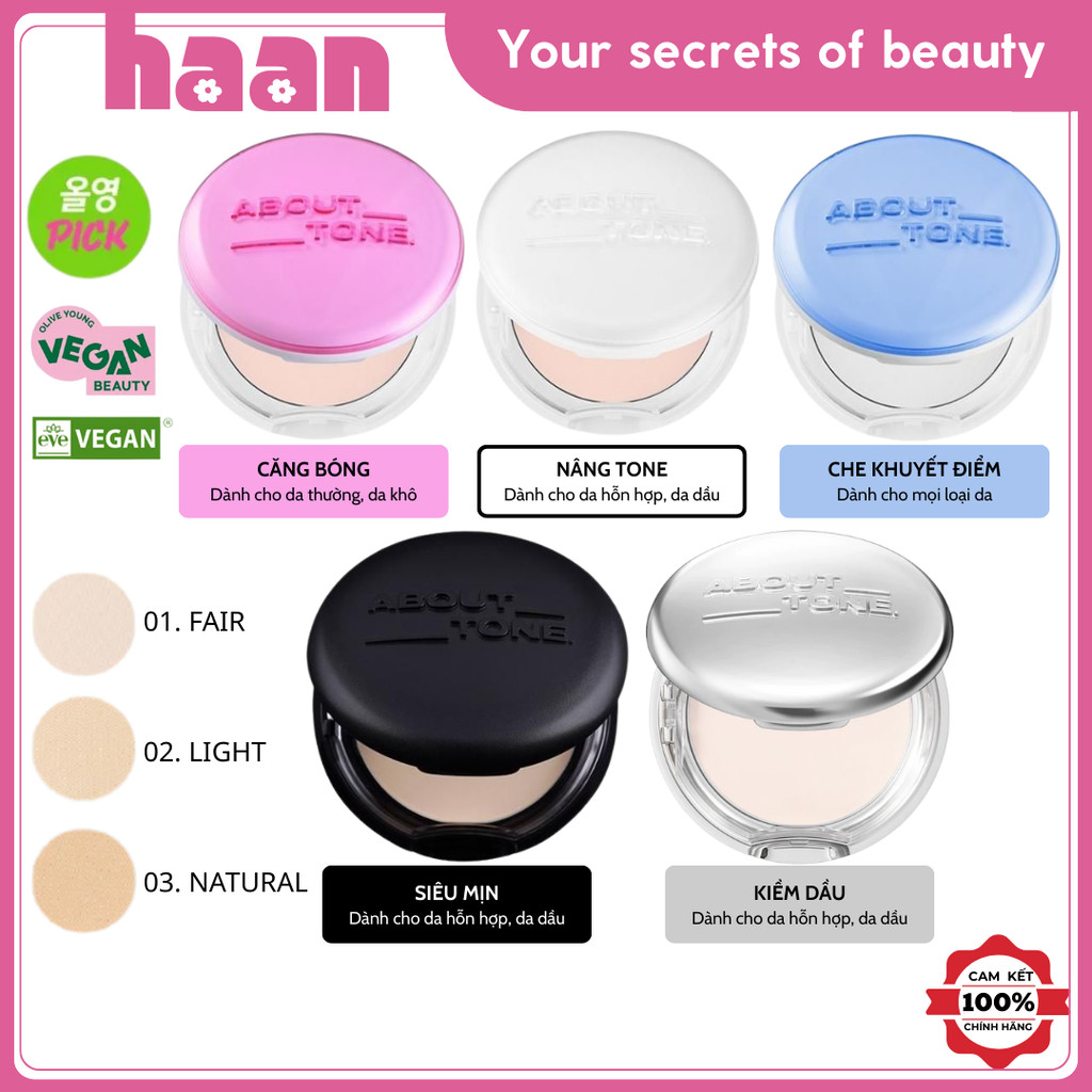 [MỚI] Phấn Phủ About Tone / Eglips Powder Pact, Phấn Phủ Nén About Tone Siêu Mịn, Kiềm Dầu, Lâu Trôi