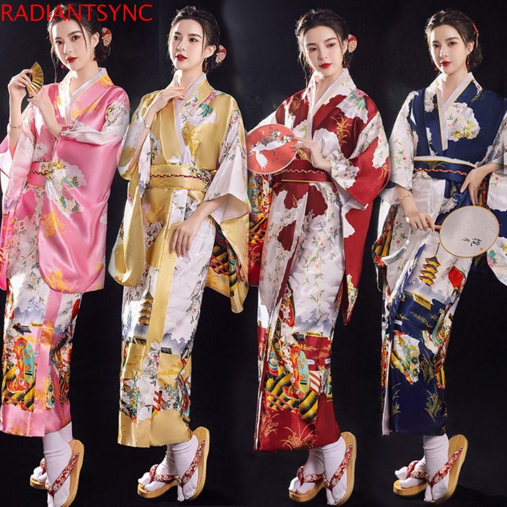 RADIANTSYNC kimono truyền thống Nhật Bản, in hoa phong cách Nhật Bản Sakura Girl kimono, kimono mới 