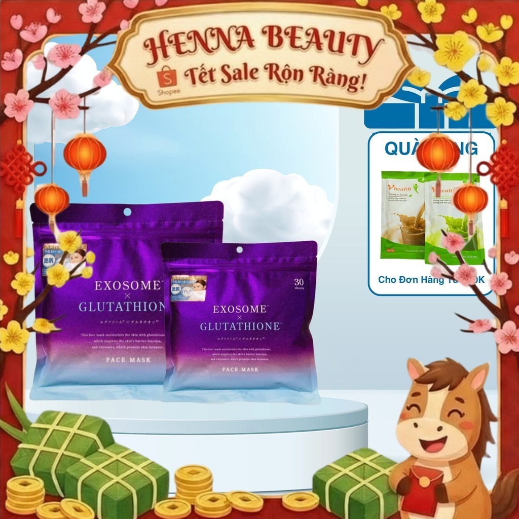 [MẪU MỚI] Mặt nạ dưỡng trắng Exosome Glutathione 30 miếng - Nội địa Nhật