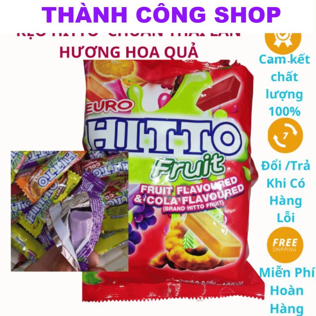 (SALE LỚN) Kẹo Hitto chuẩn Thái Lan vị bạc hà, hoa quả gói 100 cái, Kẹo mềm Euro Hitto Thái Lan.