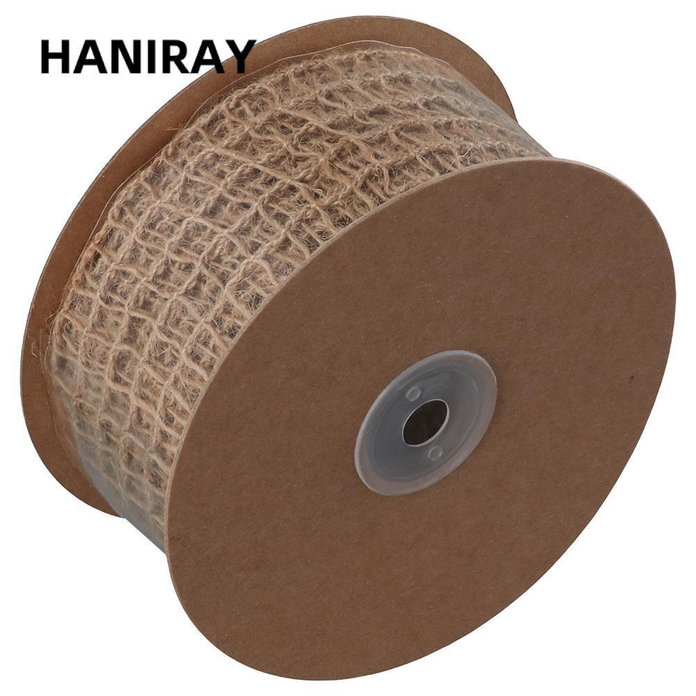 HANIRAY 1 Cuộn Vải Bố Lưới, Ruy Băng Có Dây 10 Sân Mộc Mạc, Dệt 2 Inch Đay Vải Ruy Băng Thủ Công