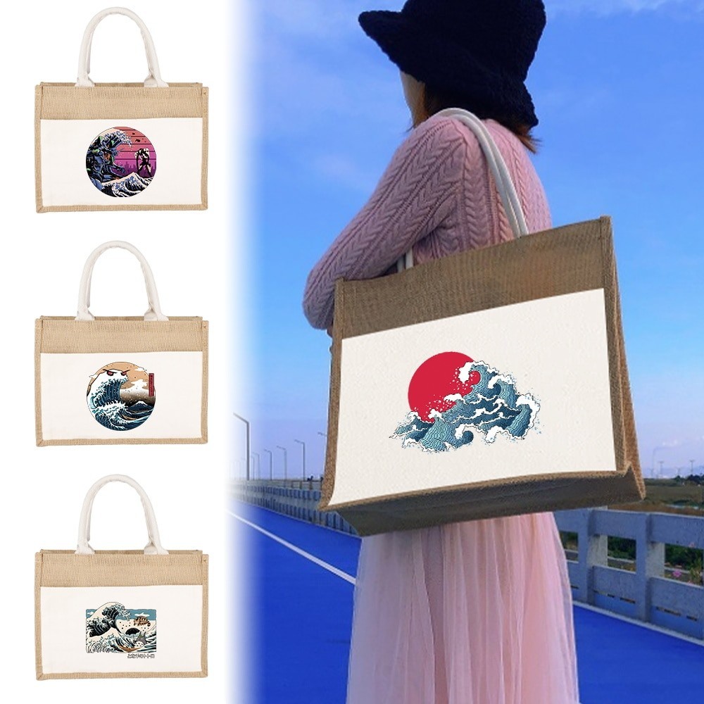Tote Jute Bag Shoulder Bag Sacks Jute Imitation Sacks Linen Bag Shopping Laminated Bags Japanese Man