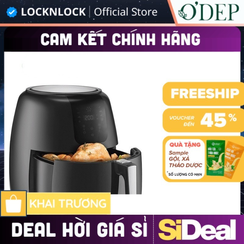 Nồi chiên không dầu 7.2L Air Fryer LocknLock Chính hãng, kèm chảo nướng Super Jumbo Plus EJF296BLK -