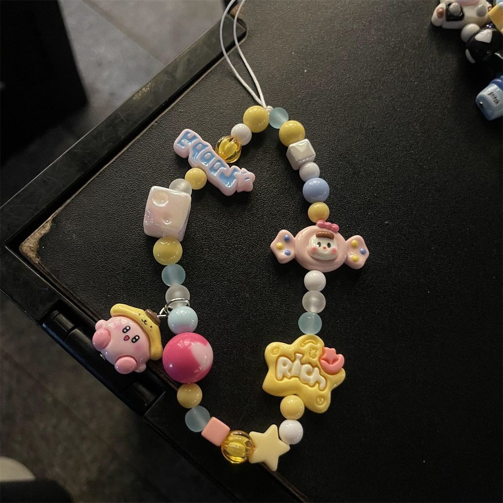 Anime ins Hoạt Hình Ngôi Sao Dễ Thương Kirby Domei Mặt Dây Chuyền Nhiều Màu Sắc Đính Hạt Vòng Tay Đi