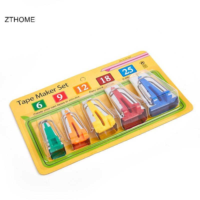 ZTHOME Bias Tape Maker Set 5 size 6mm 12mm 18mm 25mm bias Tape Maker Phụ kiện may HOT