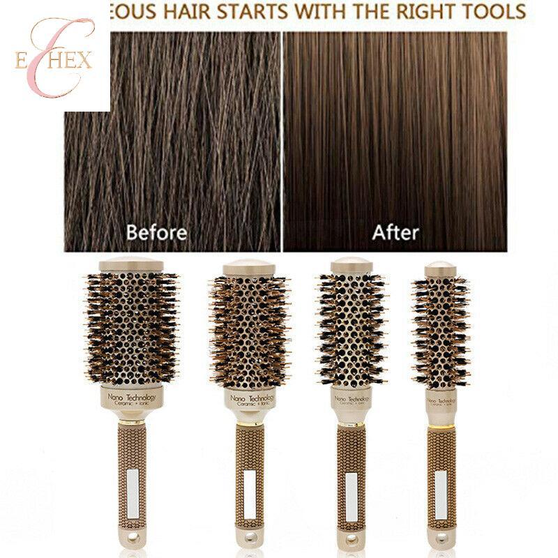 HGVN Professional Thermal Ceramic Ionic Round Barrel Tay cầm chống trượt Bàn chải tóc vàng HOT