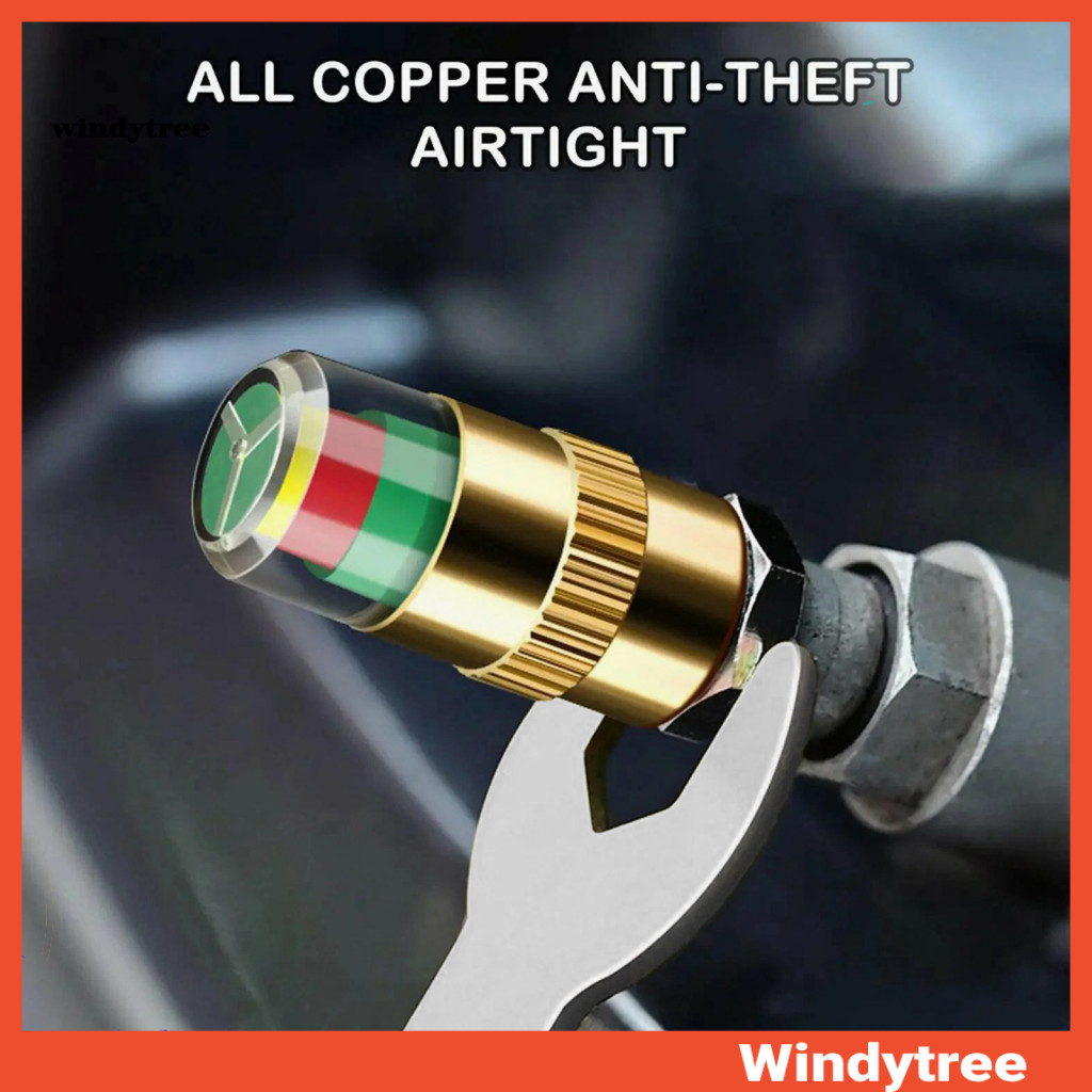 [W & T] Nắp áp suất lốp 36psi Nắp van lốp xe đạp Van giám sát áp suất lốp ô tô 36 Psi 2.4 Bar Mũ thâ