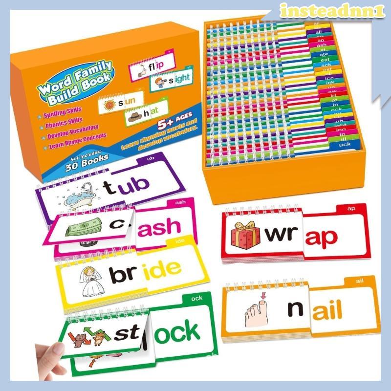 Inste Đọc và Rhyme Flip Books Letter Sounds Flash Cards Word Family Flip Books