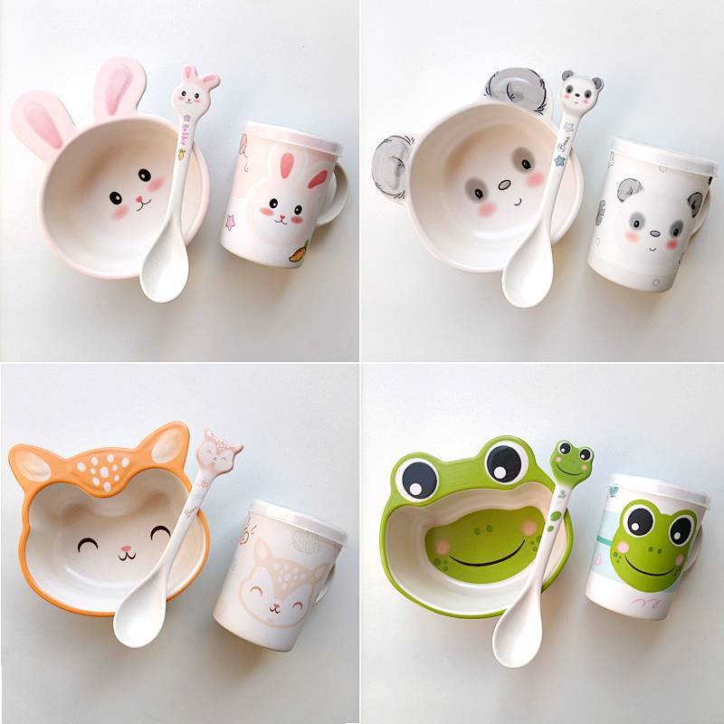 Cartoon Party Tableware Set Cute Animal Shape Melamine Material EhvZ