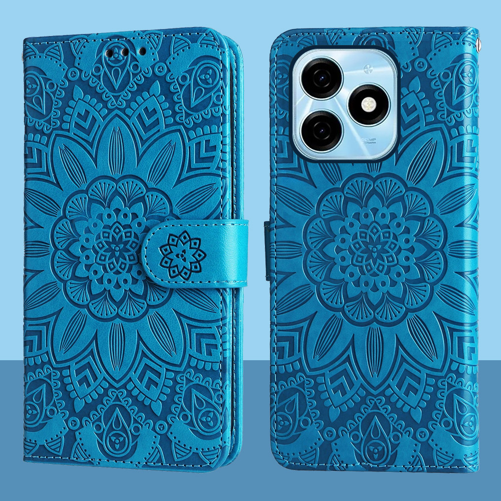 Ví Da Từ Tính Flip Case Cho Tecno Spark Go 2024 Spark 20C Dập Nổi Hoa Hướng Dương Cho Tecno POP 8 BG