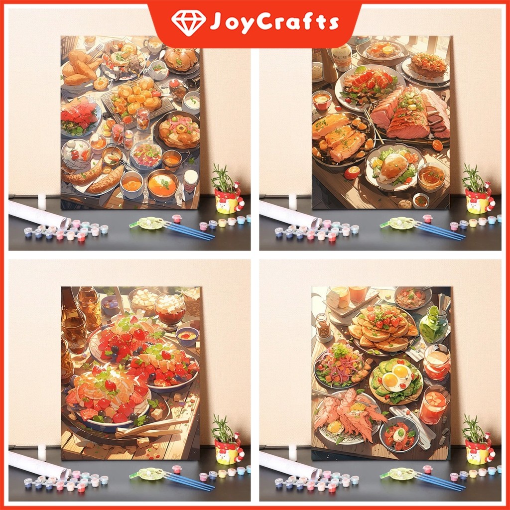 [JC] Thực Phẩm Ngon DIY Tranh Kỹ Thuật Số Tranh Sơn Dầu Handmade Trang Trí Tranh Trang Trí Nhà Cửa H