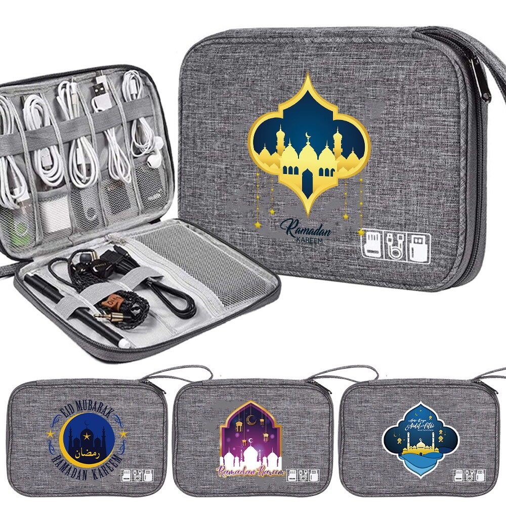 hot Large capacity Cable organizer Portable travel bag Headphone & data cable storage pouch Muslim's