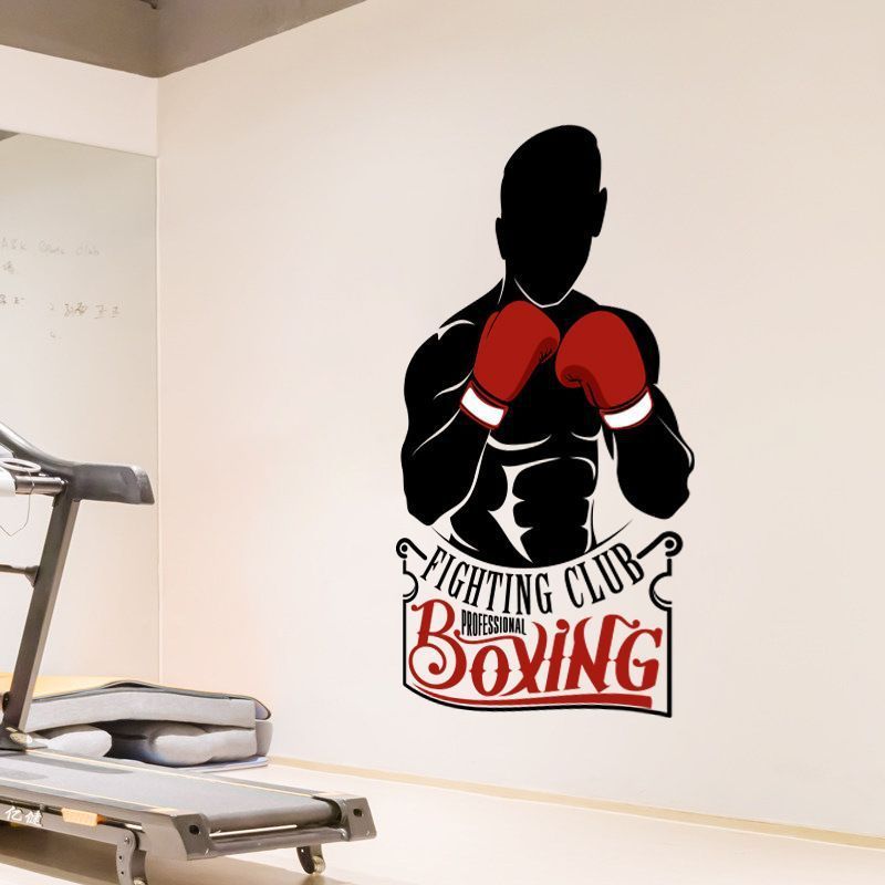 New Product#Cartoon Inspirational Boxer Wall Sticker Exercise Gymnasium Dormitory Wall Decoration Fi