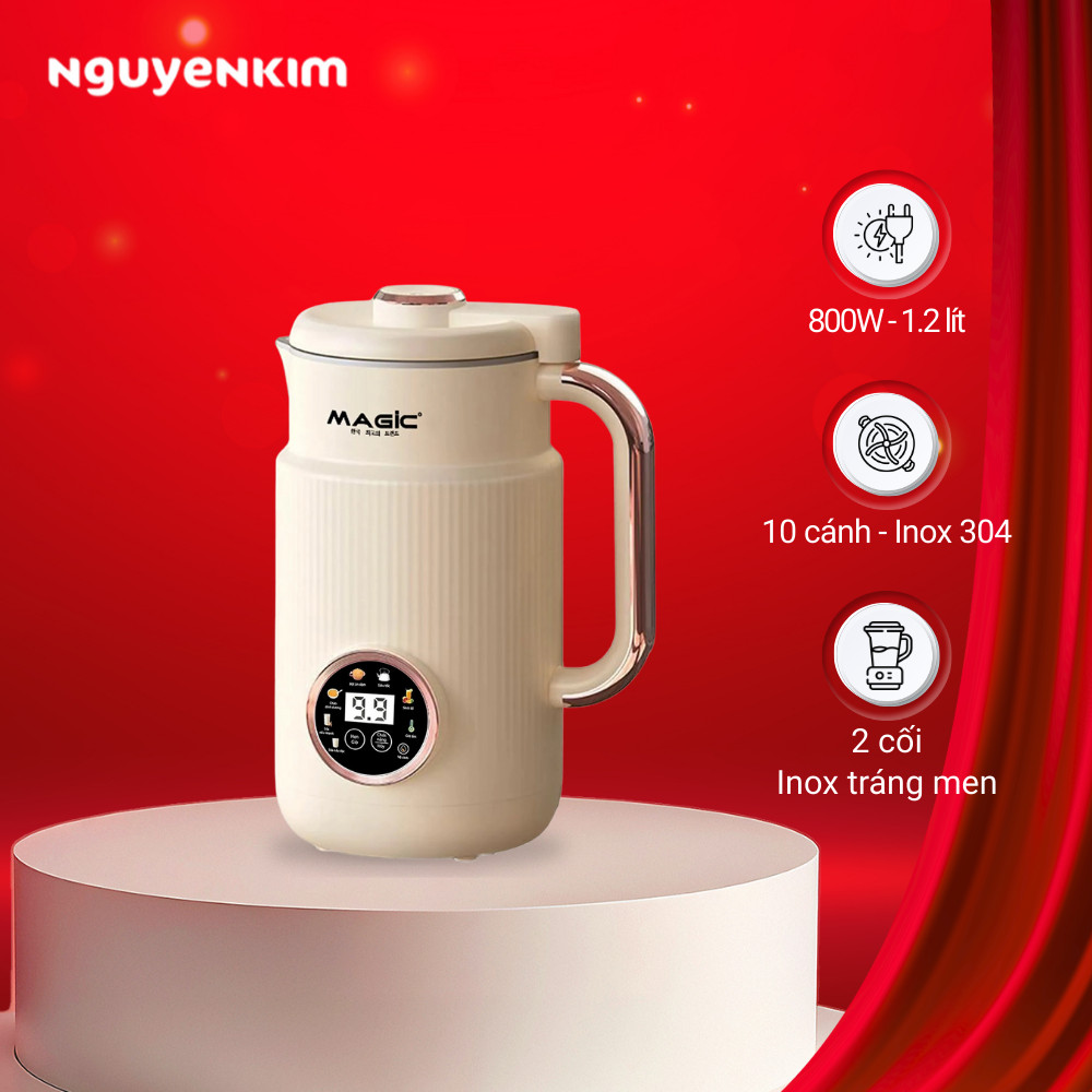 Máy Làm Sữa Hạt Magic A-97 1.2L, Màu Kem, Inox 304 Tráng Men, Công Suất 800W