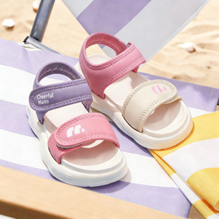 Cheerful Mario Dép sandal trẻ em bé gái Sakura tông màu tím hồng Velcro phong cách mới, Dép quai hậu cho bé chống trượt công chúa đế dày thời trang