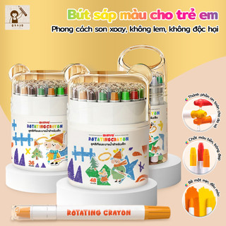 Bộ Bút Sáp Màu, Bút Màu Nước, Màu Sáp Lụa Hộp Đựng Tiện Lợi, An Toàn Cho Bé, Tô Đẹp, Không Lem Bẩn Tay, Chồng Màu Tốt