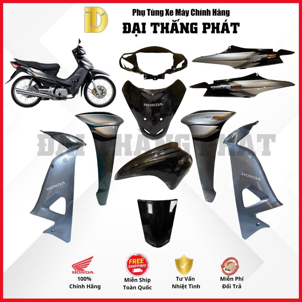 (Có bán lẻ) Dàn áo xe Wave S 100cc năm 2007 màu Đen - NHA69P chính hãng - HP