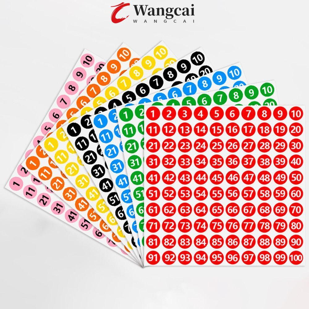 WANGMCAI 100 tờ Nhãn dán số liên tiếp, Nhãn dán số 10mm 1-100 Nhãn, Nhãn dán số sê-ri Phân loại lưu 