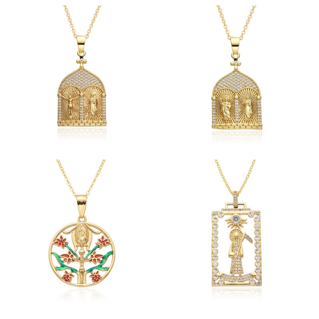 Mặt dây chuyền Zircon dát siêu nhỏ bằng đồng tôn giáo Trang sức Vòng cổ Đức Mẹ Maria