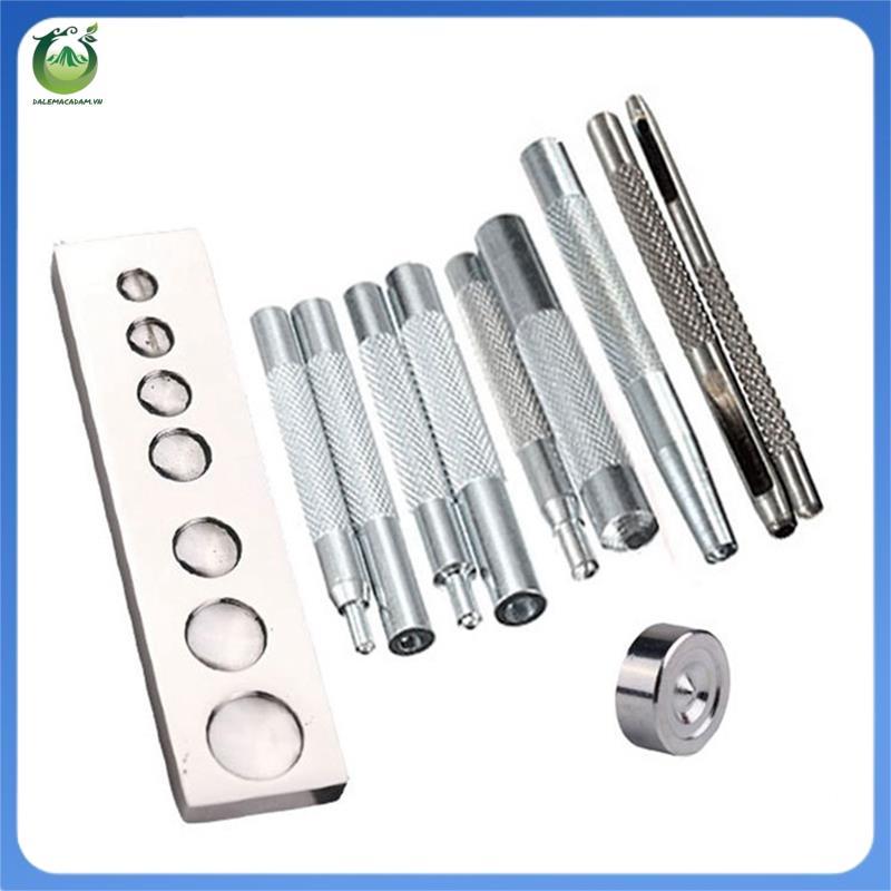 [dalemacadam.vn] Bộ 11 Món 633 / 655 / 831 / 201 Đinh Tán Đế Nút Chụp Đế Bấm Da Bộ Nút Bấm Bạc