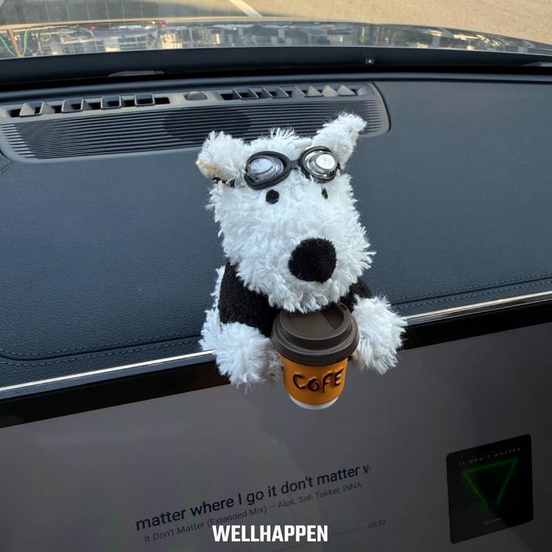 Working Man Coffee West Highland Vehicle Center Console Decoration Screen Lying Decoration Car Puppy