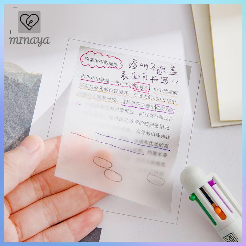 [MINAYA] 50 Tờ Sáng Tạo PET Trong Suốt Stiy Notes Quan Điểm Chống Thấm Nước Stiy Notes Sinh Viên Văn