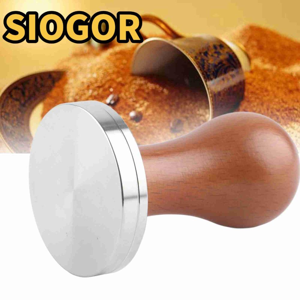 SIOGOR Espresso Tamper, Đế thép không gỉ 58mm Đế phẳng Cà phê Tamper, Dụng cụ Barista chuyên nghiệp 
